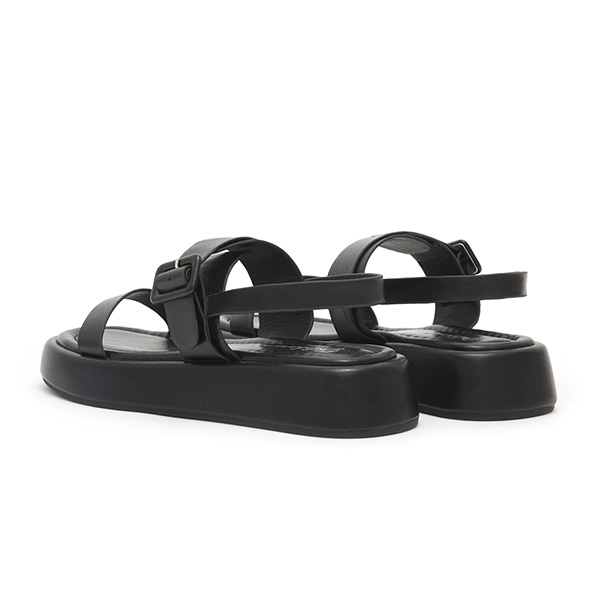 Square Buckle Thick Sole Sandals Black