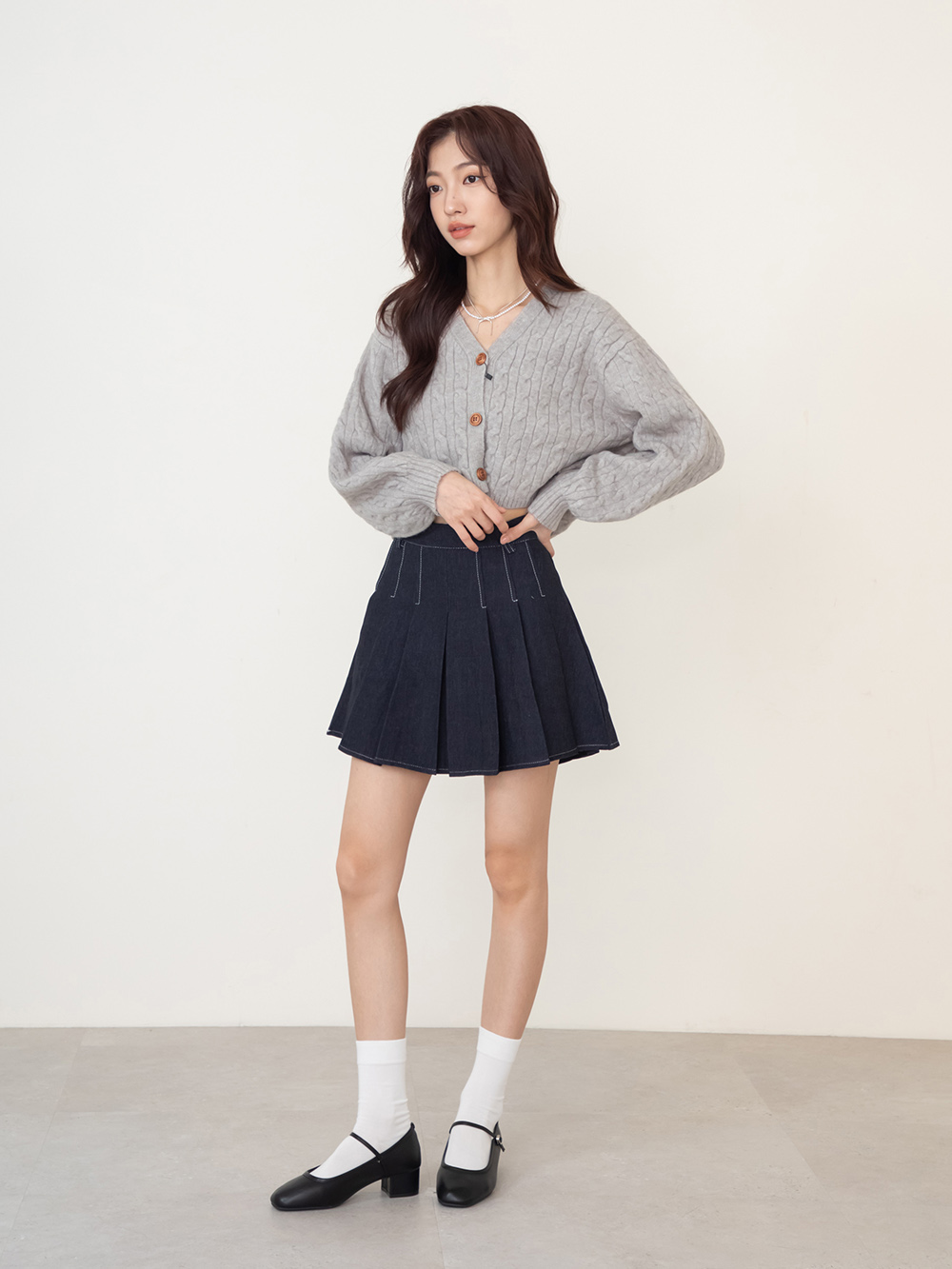 甜蜜蜜方頭氣質粗跟瑪莉珍鞋 黑色