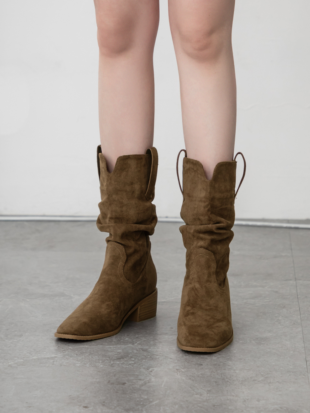 美拉德V口內增高西部堆堆靴 棕色