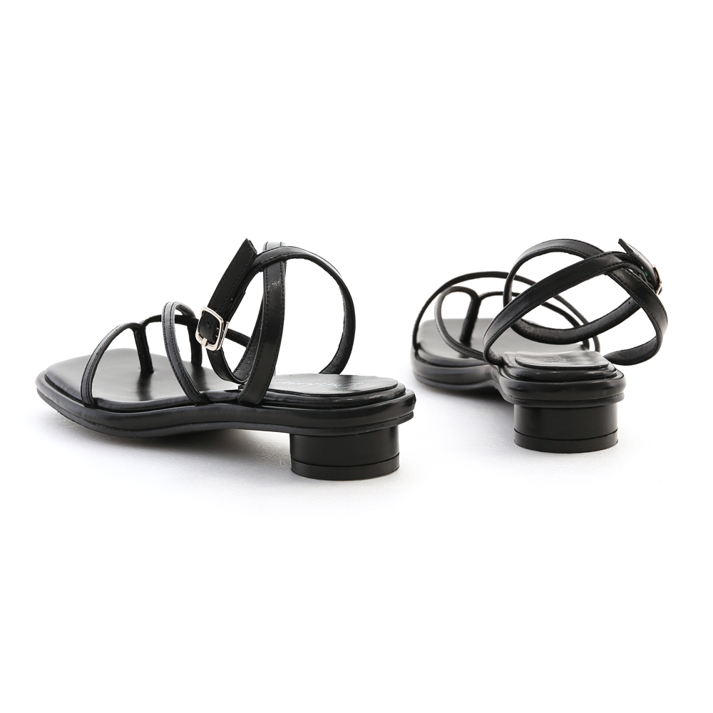 Strappy Knotted Thong Sandals Black