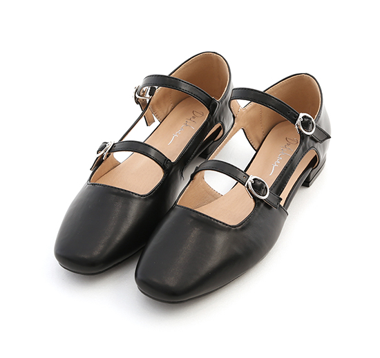 Double Straps Mary Janes Black