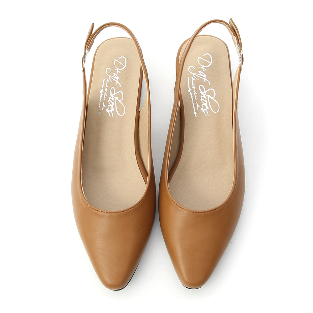 Pointed Toe Slingback Low Heel Pumps Brown │ D+AF Official Online Shop