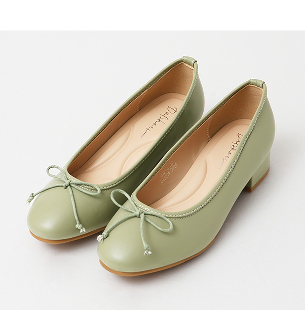 4D Cushioned Double-strap Low Heel Ballet Shoes Avocado Green