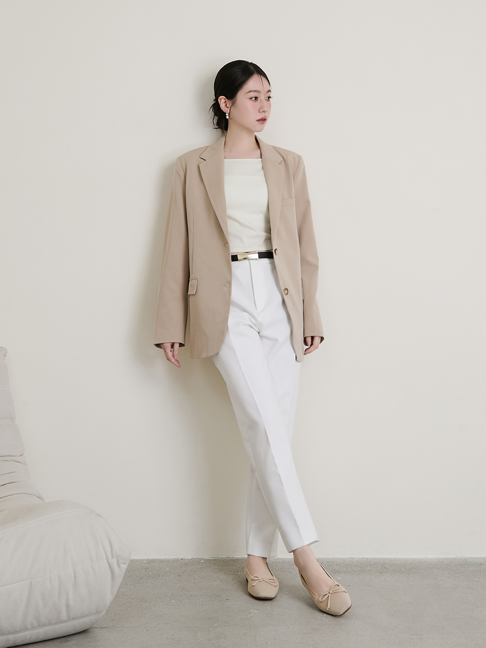 【3D零感雲織鞋】蝴蝶結方頭芭蕾鞋 密茶杏