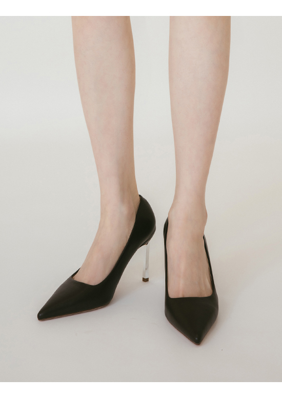 Plain Pointed Toe 9cm High-Heels Dark Brown