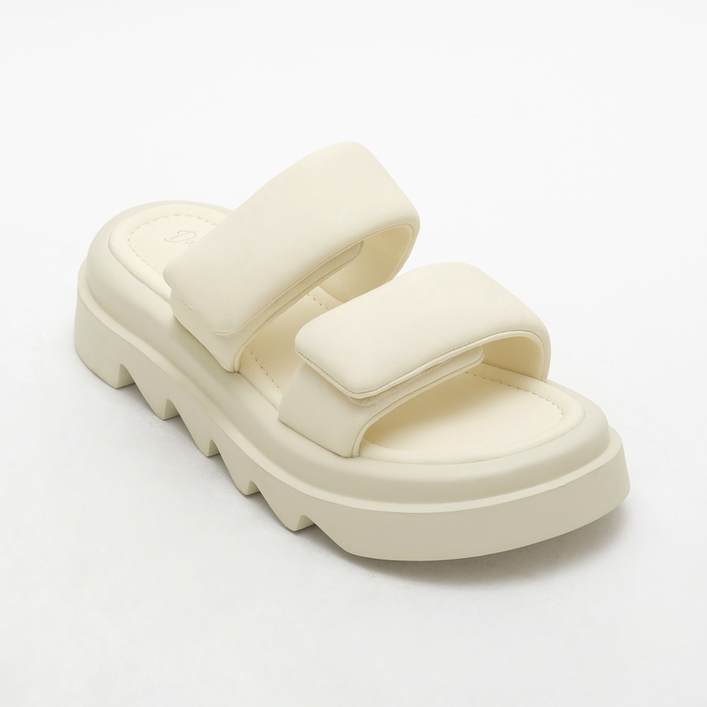 Air Cushion Double Strap Comfy Slippers Beige