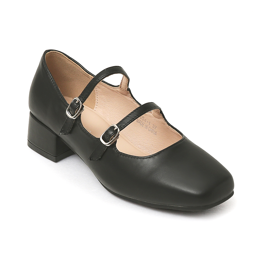 珍妮旋風．4D氣墊雙帶低跟瑪莉珍鞋 時尚黑