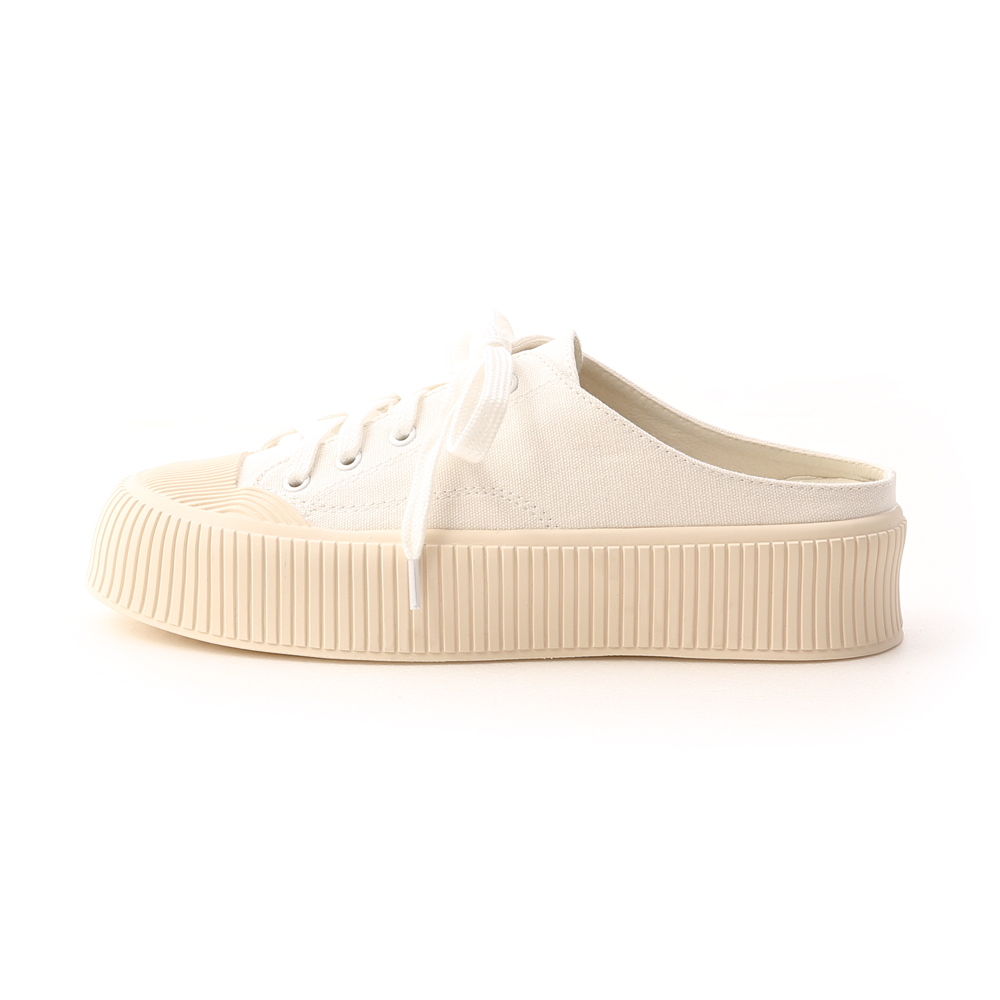 Thick Sole Canvas Mules Sneakers White