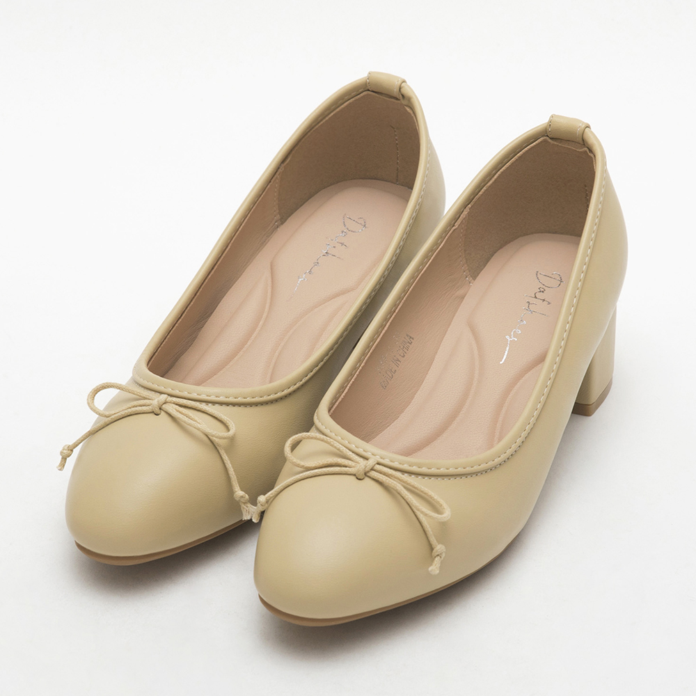 4D Cushioned Mid-Heel Ballets Shoes 黃