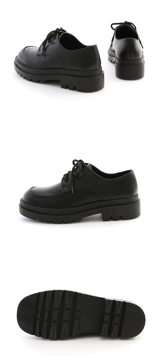 Round Toe Platform Oxford Shoes Black