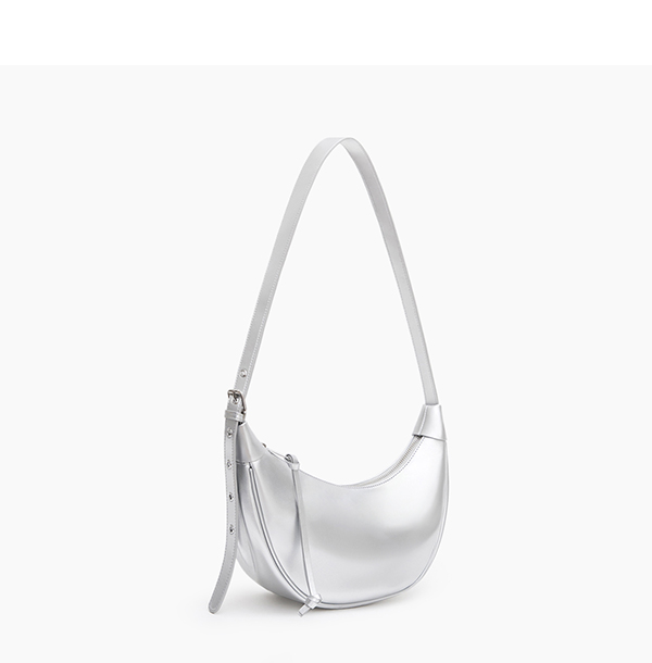 Crescent-Shaped Hobo Bag Silver