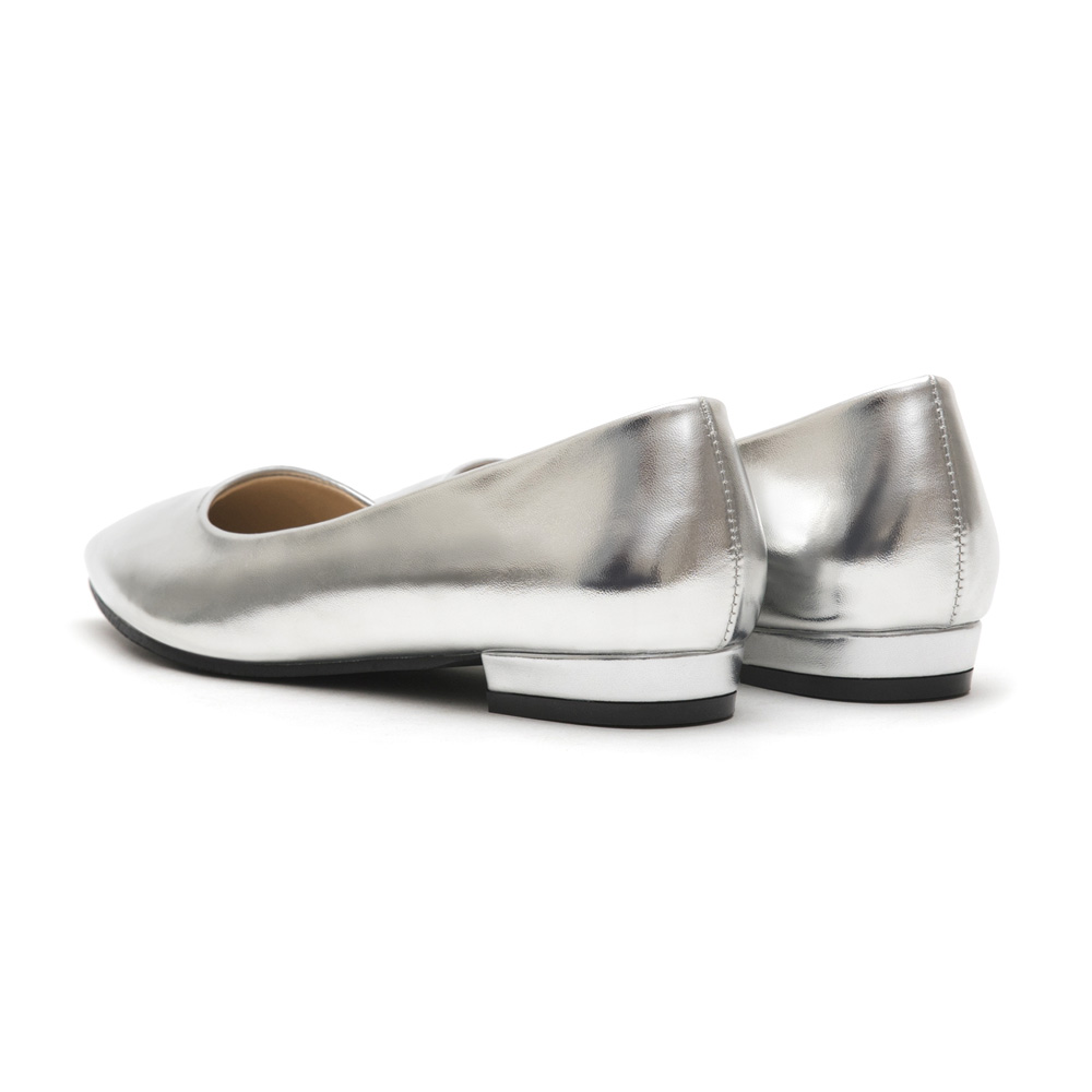 Classic Pointed Toe Ballet Flats Silver