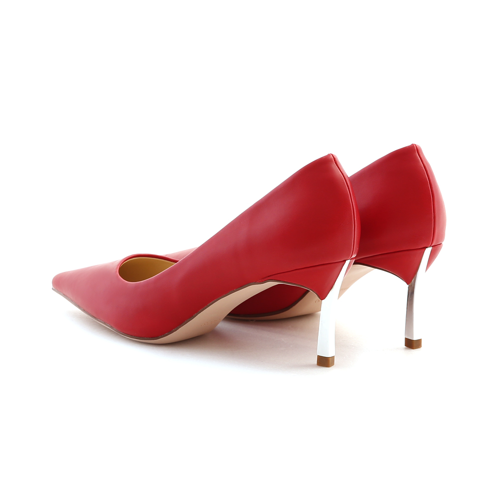 Plain Pointed Toe 6cm High-Heels Red
