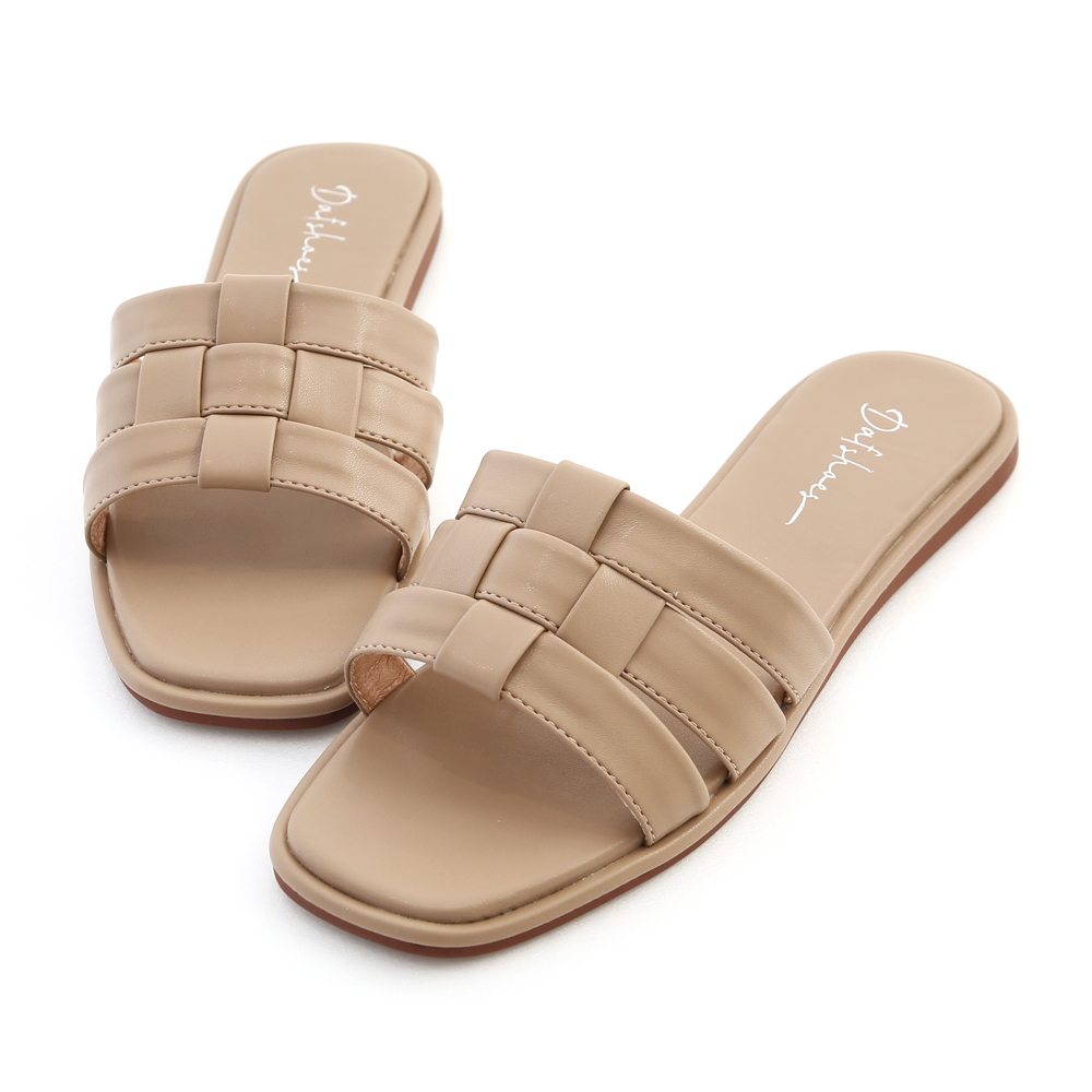 Flat Woven Slides Mocha grey