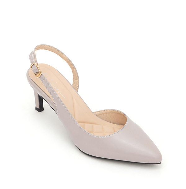 Elegant Pointed-Toe Slingback Heels Grey