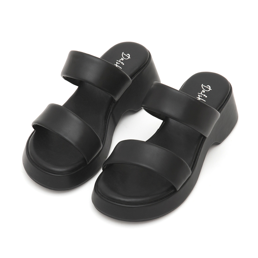 Double-Strap Platform Sandals Black