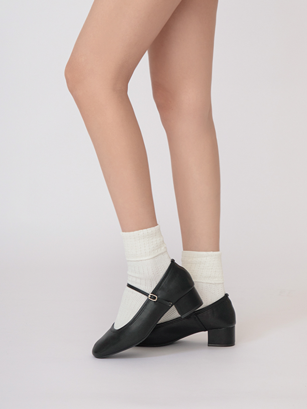 長絨棉奶油雲朵中筒襪 白色