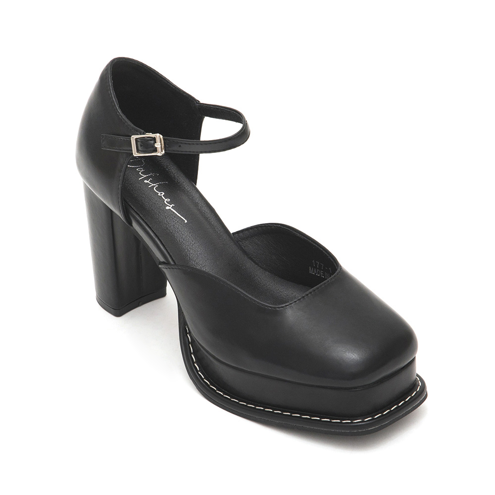 Platform Mary Jane Heels Black