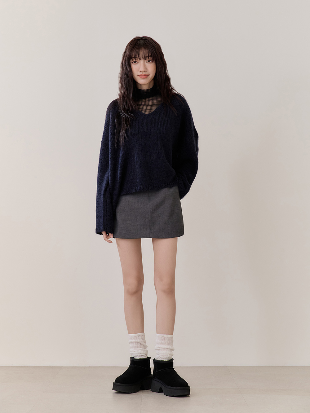 保暖神器厚底升級版真皮雪靴 黑色