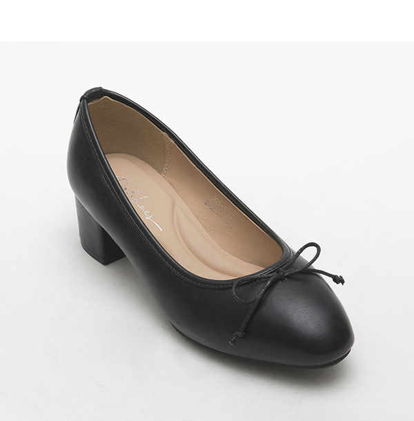 4D Cushioned Mid-Heel Ballets Shoes Black