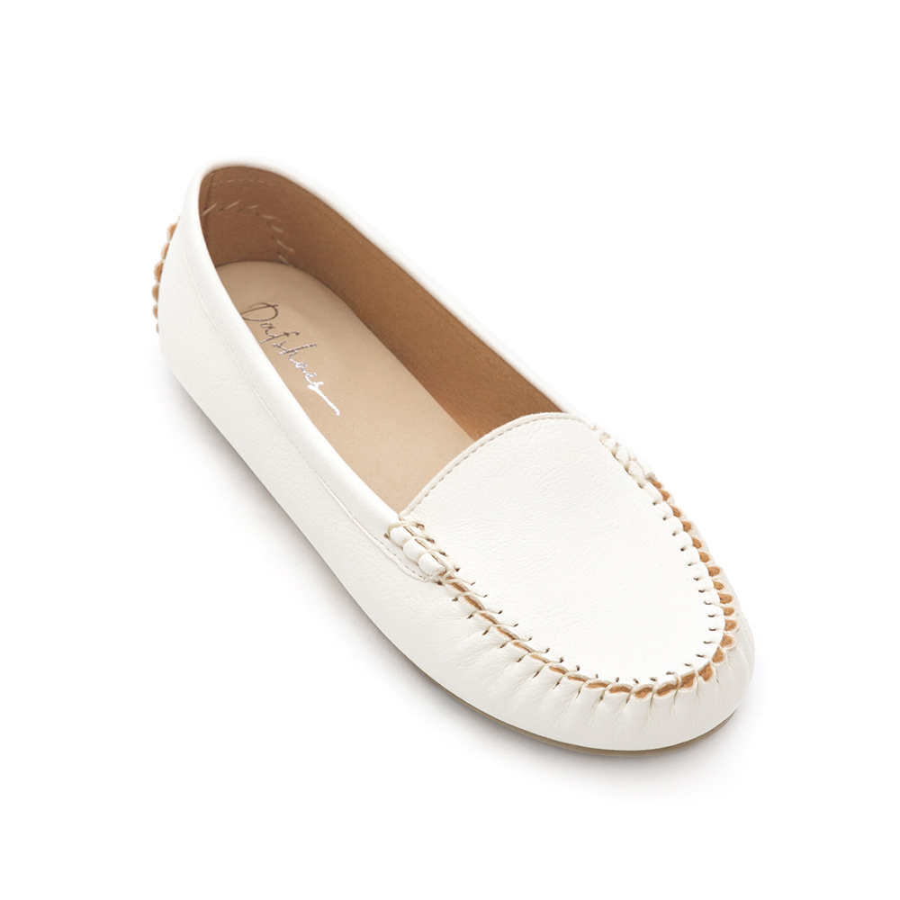 MIT Solid Moccasin Loafers White