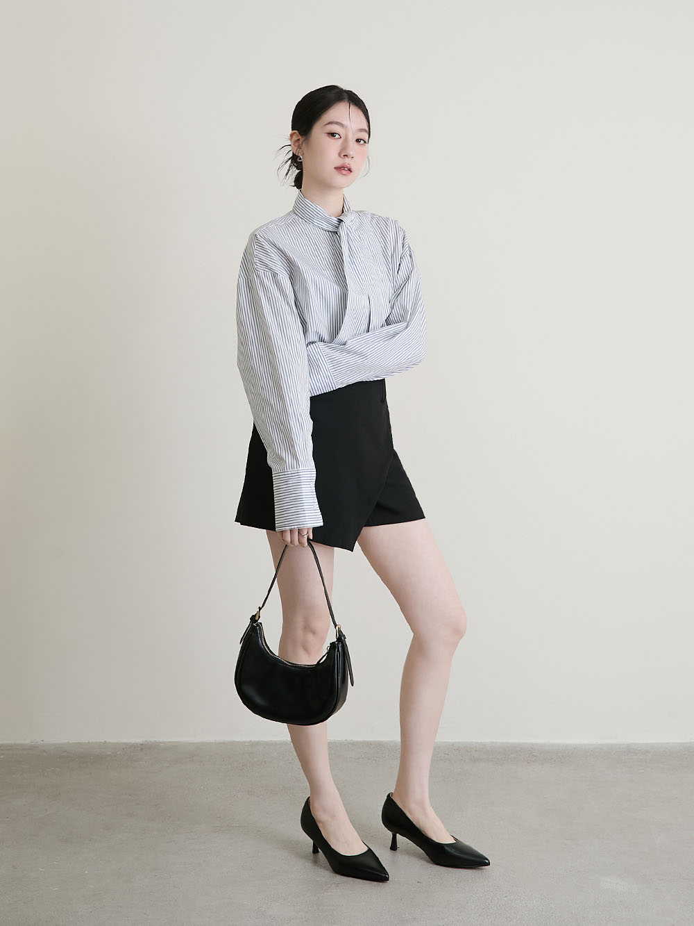 【真皮系列】5cm全能氣墊真皮中跟鞋 黑色