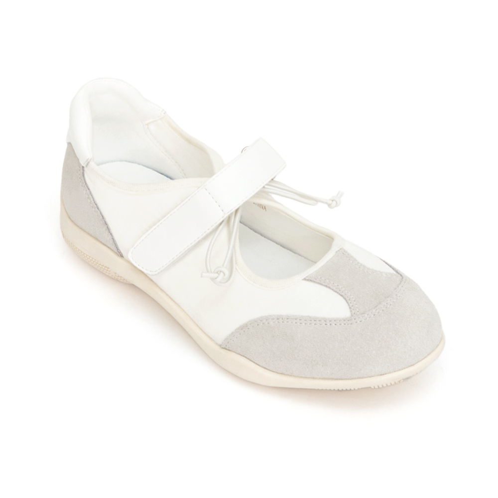 跳跳小妞拼接機能瑪莉珍鞋 米白色