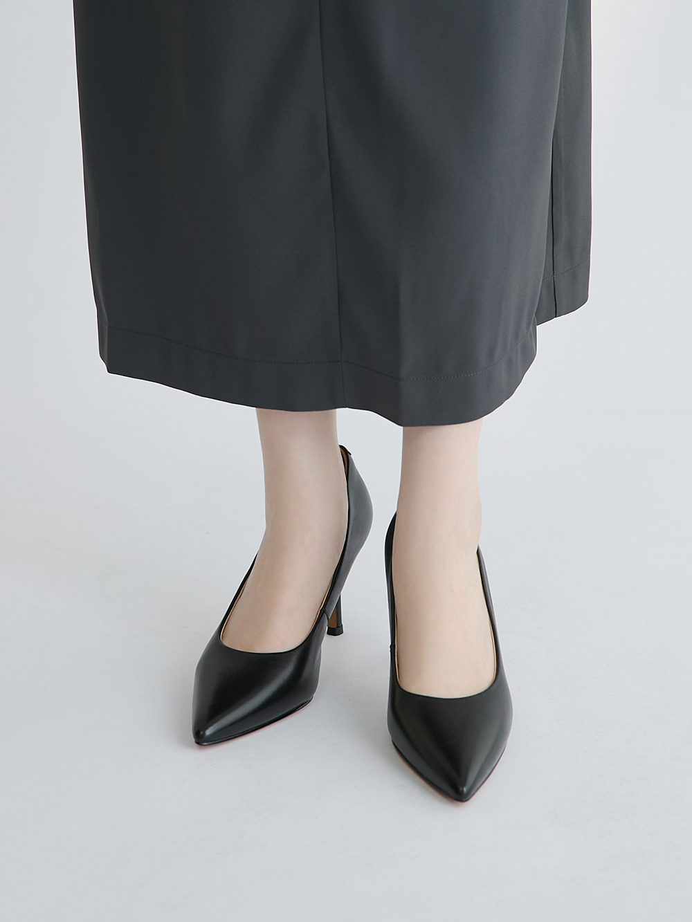 【真皮系列】8.5cm全能氣墊真皮高跟鞋 時尚黑