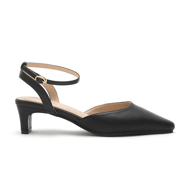 Elegant Pointed-Toe Flat Mary Jane Shoes Black