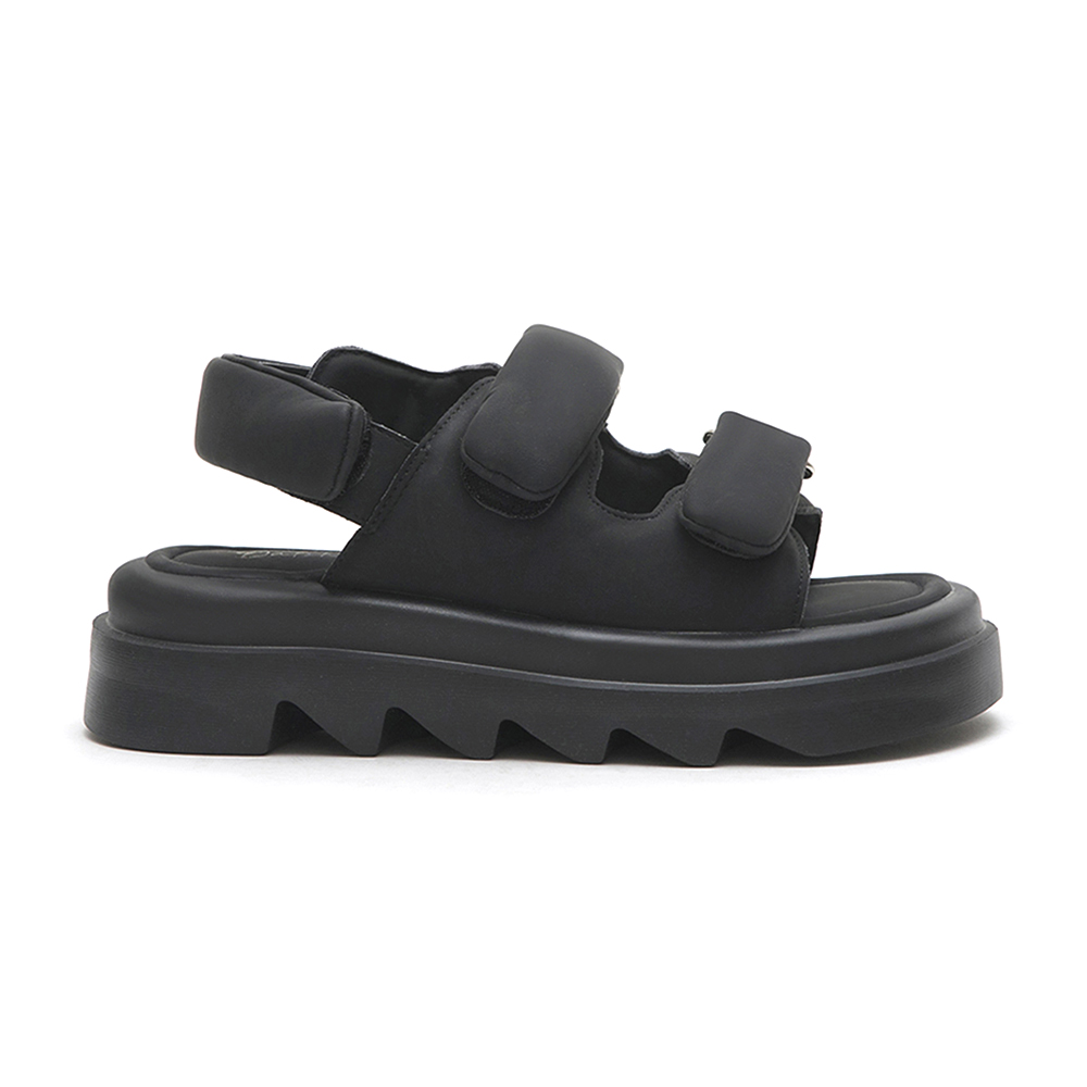 寬帶魔鬼氈空氣海綿啵啵Q軟涼鞋 黑