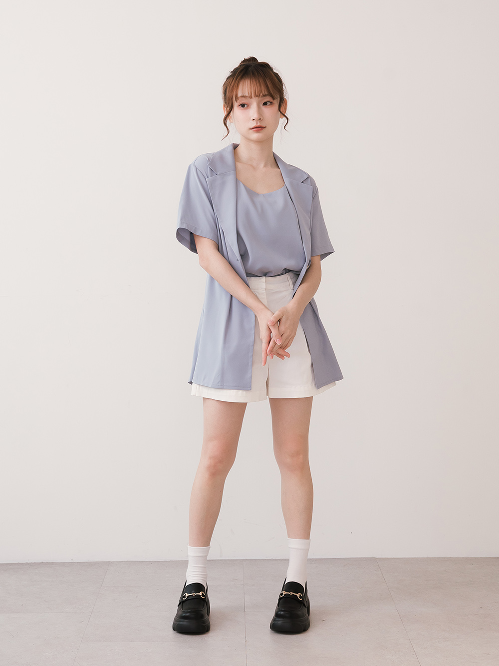 潮流少女馬銜釦輕量鋸齒增高底樂福鞋 黑