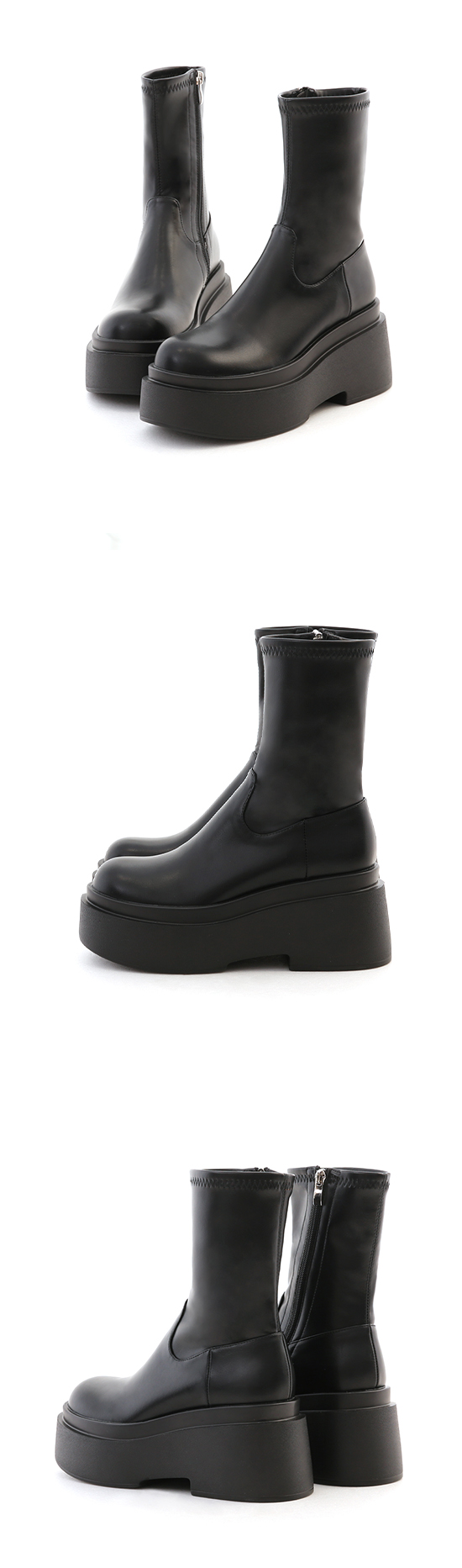 Chunky Platform Slimming Boots Black