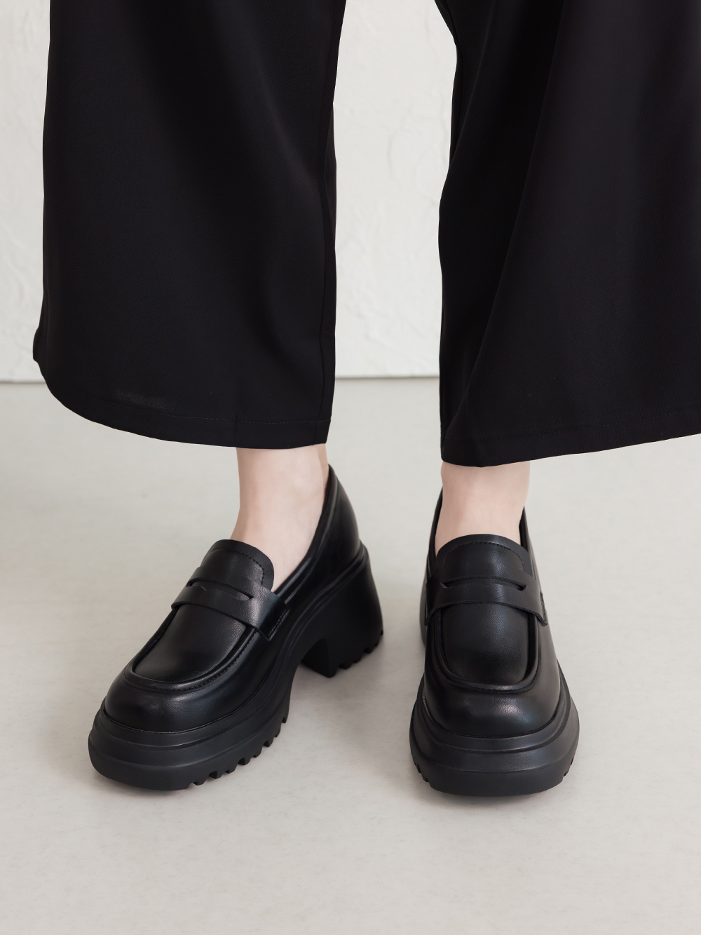 學霸女神增高加厚底樂福鞋 黑色