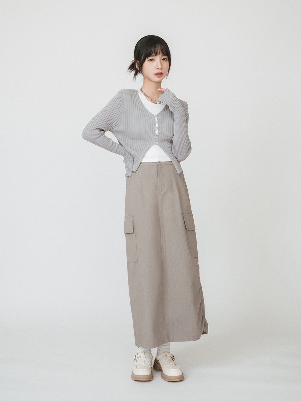 日系女孩.格子編織T字低跟瑪莉珍鞋 香草米