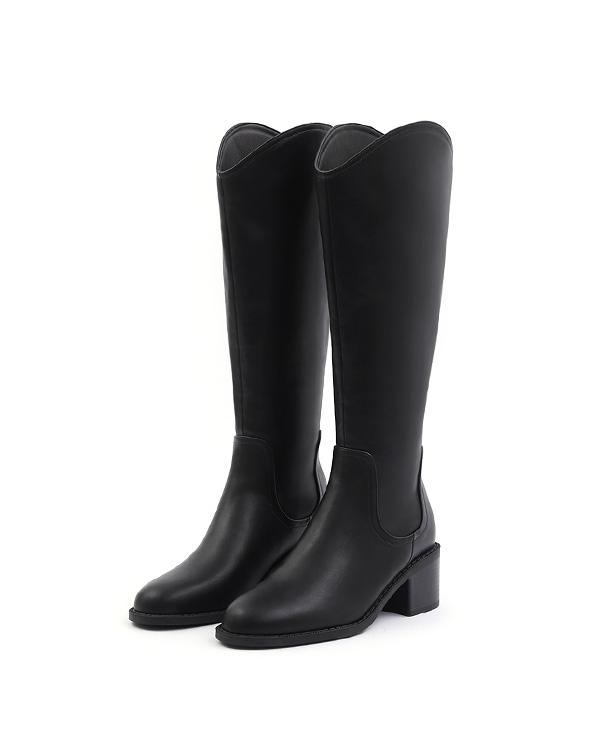 V-Cut Memory Foam Slim Long Boots Black