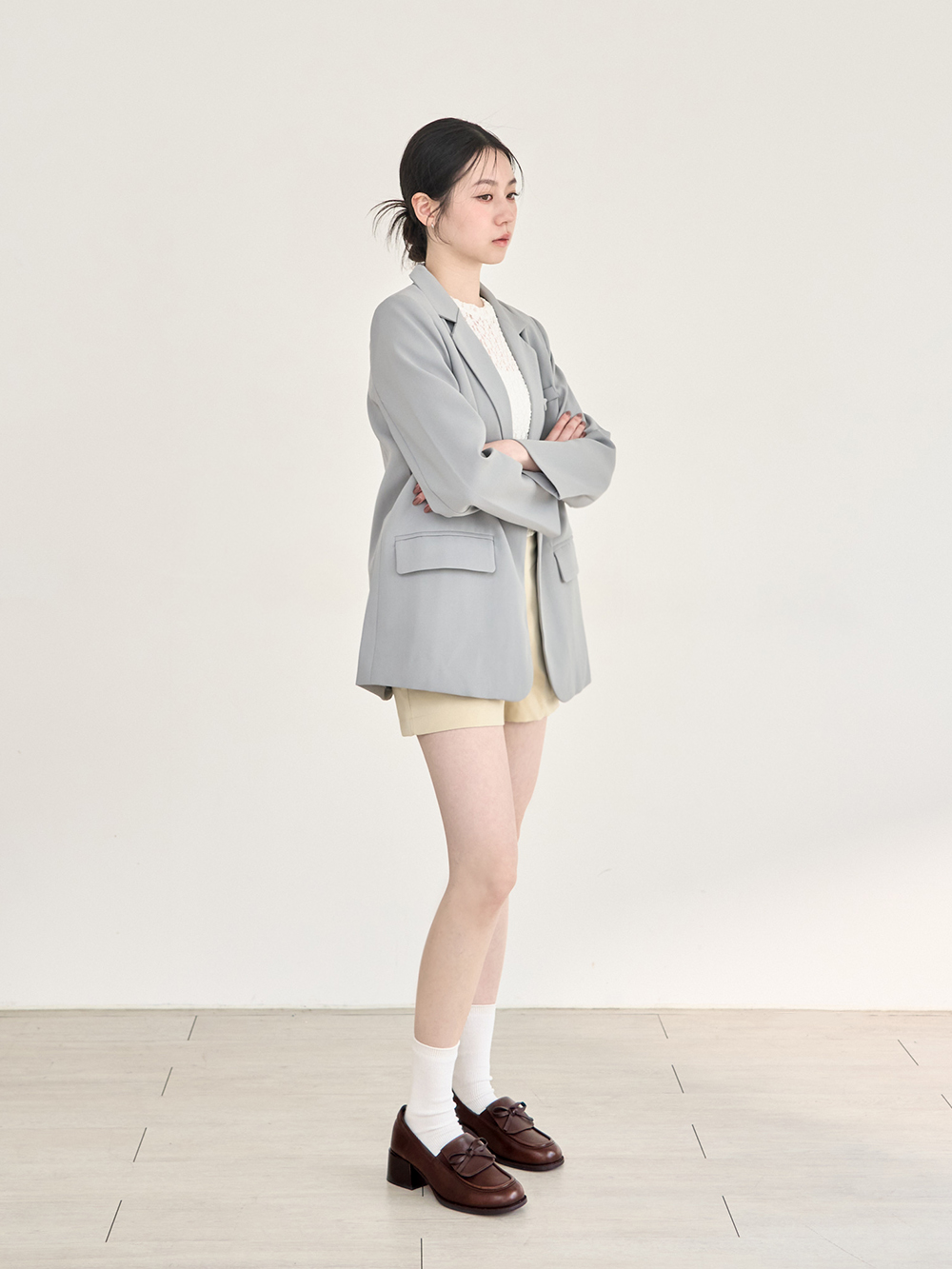 校花指定小蝴蝶結中跟樂福鞋 咖啡色