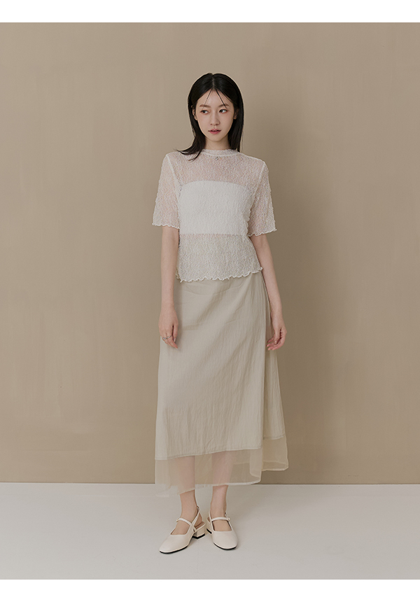 輕盈方頭4D氣墊後空低跟鞋 香草白