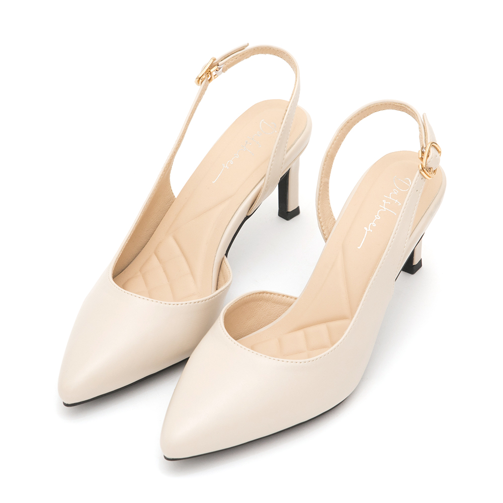 Elegant Pointed-Toe Slingback Heels Vanilla