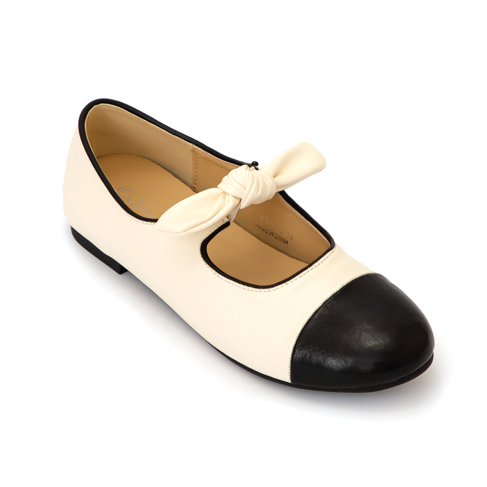 可愛啾啾蝴蝶結小香風瑪莉珍鞋 白