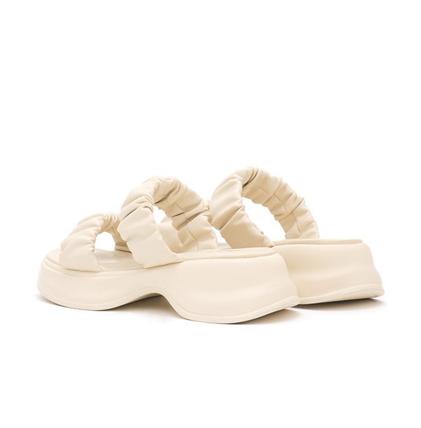 Comfy Ruched Details Lightweight Sandals Beige