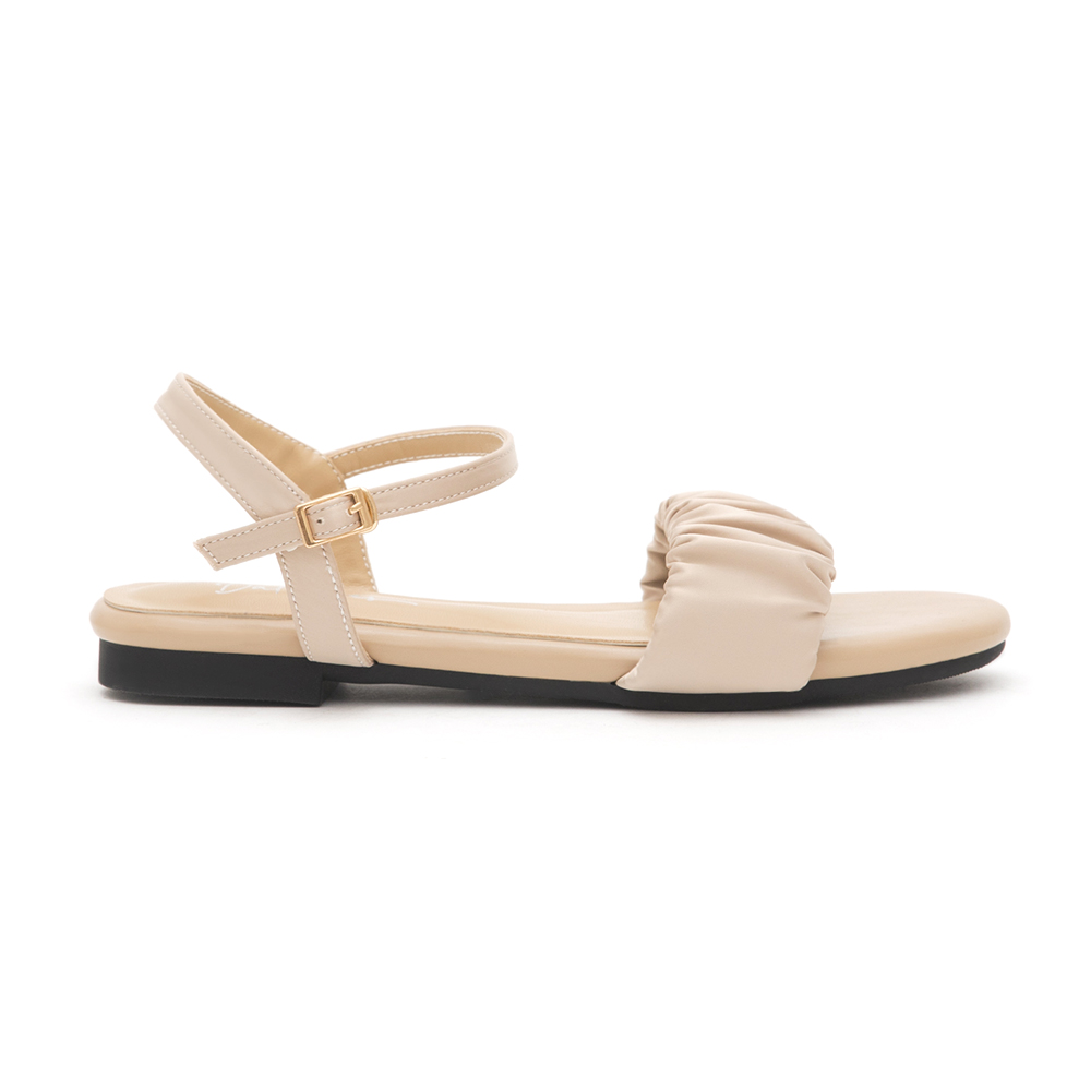 Satin Ruched Details Sandals Beige