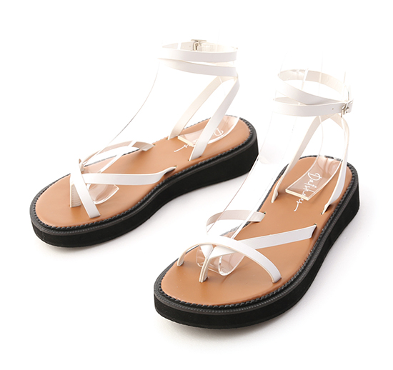 Ankle Strap Thick Sole Flip Flops White