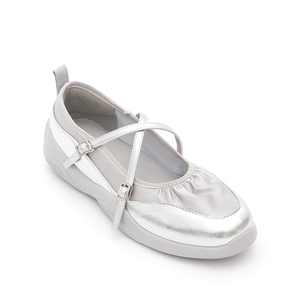 Cross-Strap Functional Mary Jane Shoes Silver