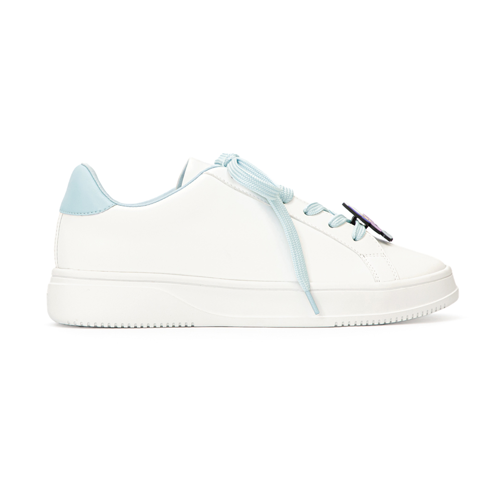 【Disney】牡蠣寶寶雙色鞋帶小白鞋 天空藍