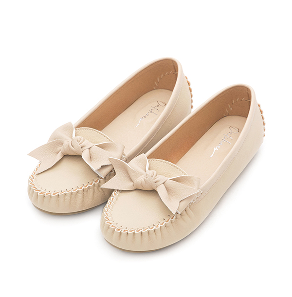 MIT Bow Moccasin Loafers Cream