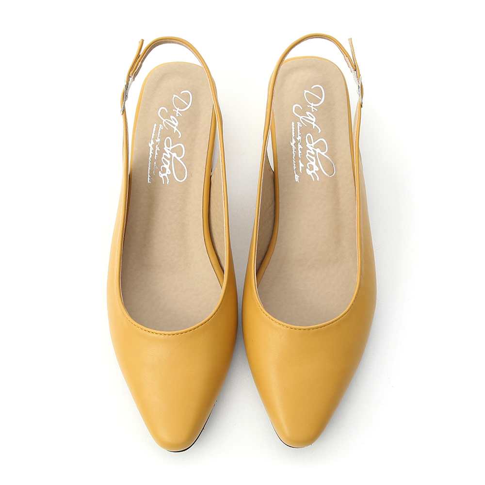 Pointed Toe Slingback Low Heel Pumps Yellow │ D+AF Official Online Shop