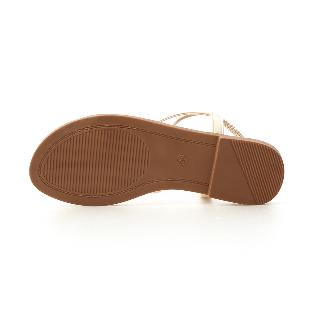 Strappy Flat Sandals Cream