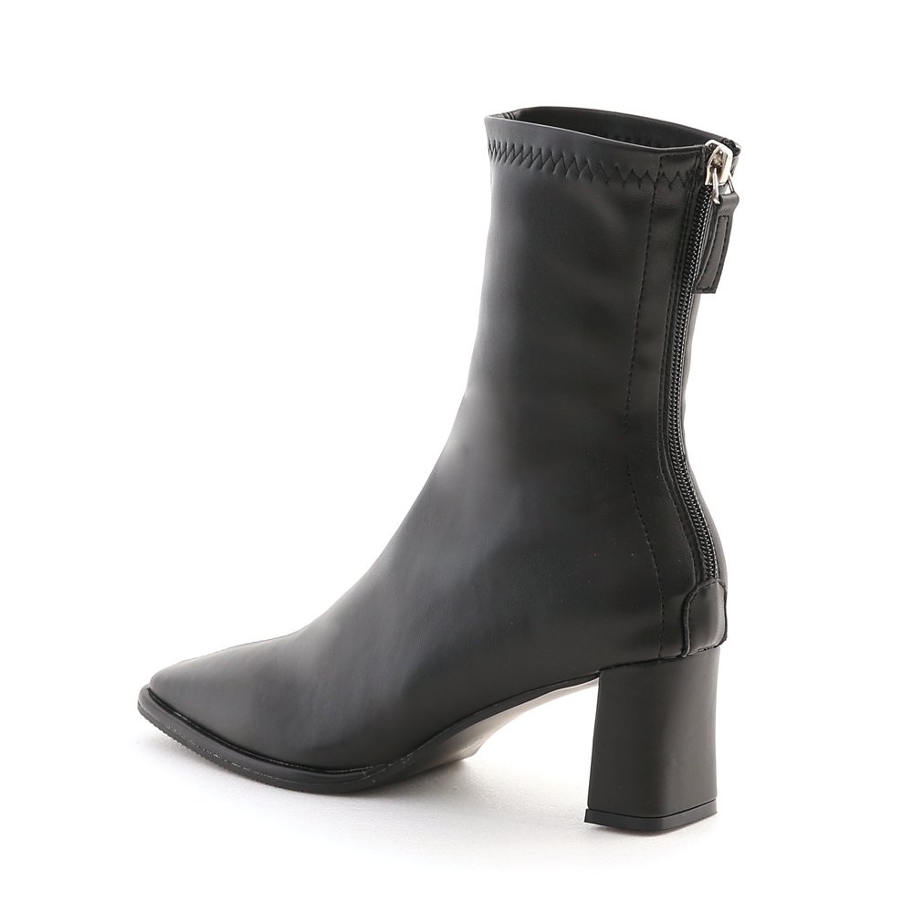 Soft Leather Plain High Heel Boots Black