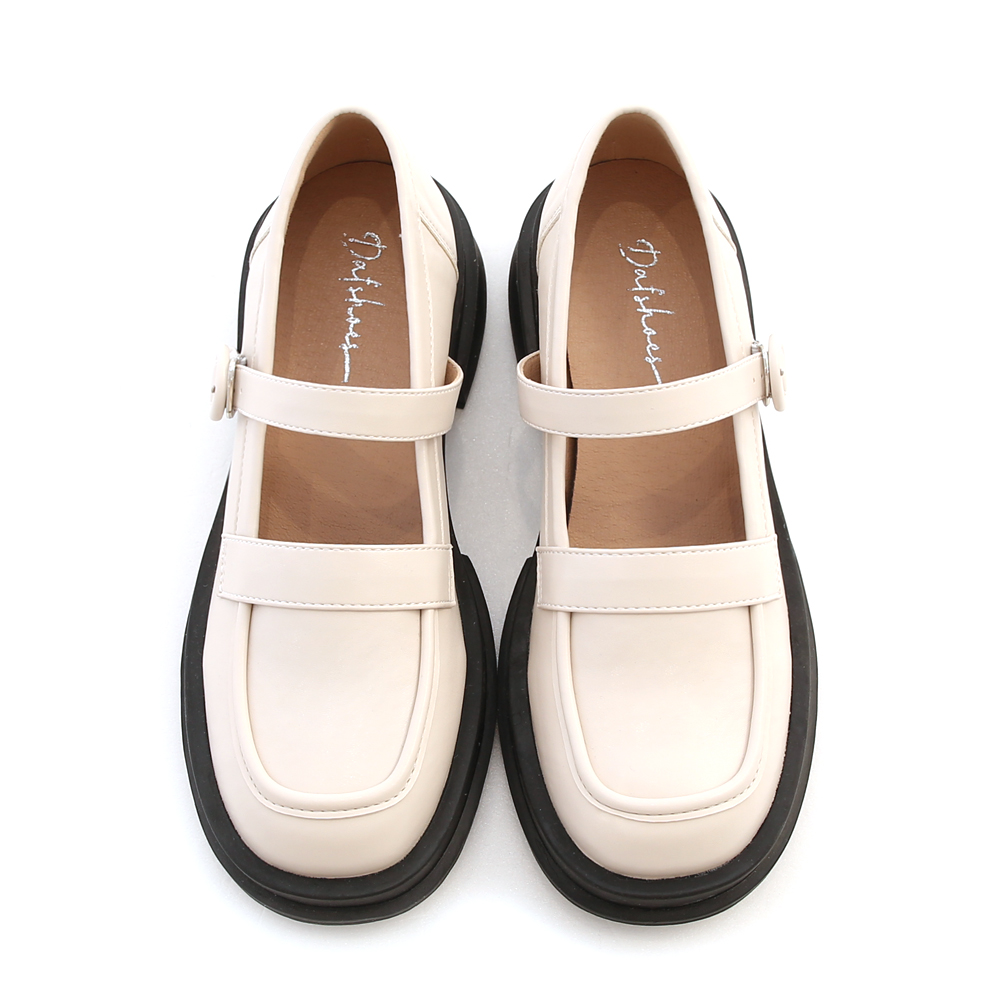 Round Buckle Loafer Mary Janes Vanilla