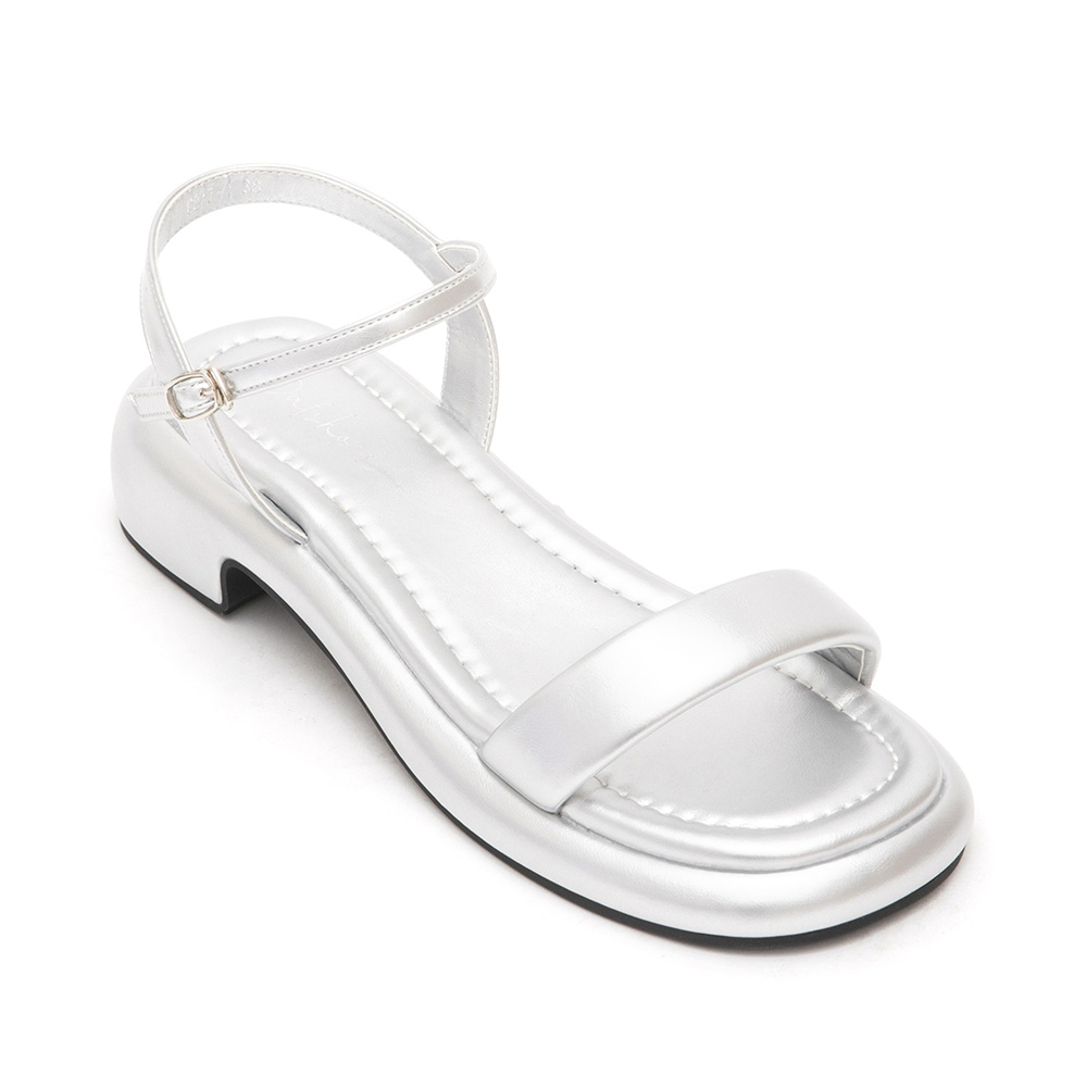 Single-Strap Low-Heeled Sandals 科技銀